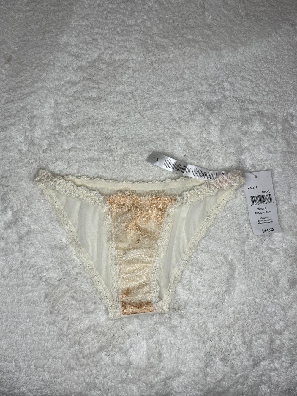 NWT Hanky Panky Bridal Collection Brazilian Bikini Panty Small Ivory